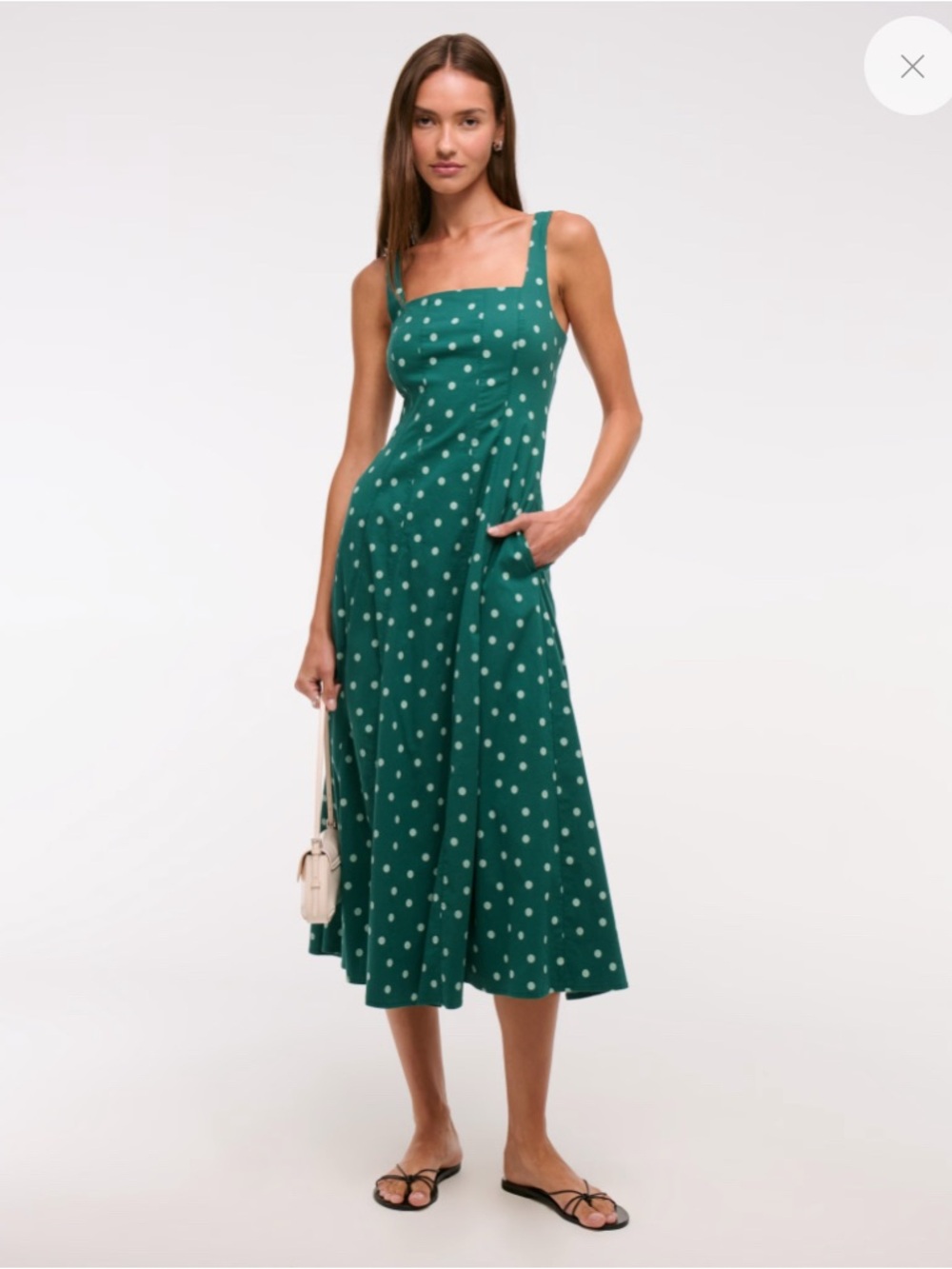 Abercrombie & Fitch Emerald Green Polka Dot Midi Dress